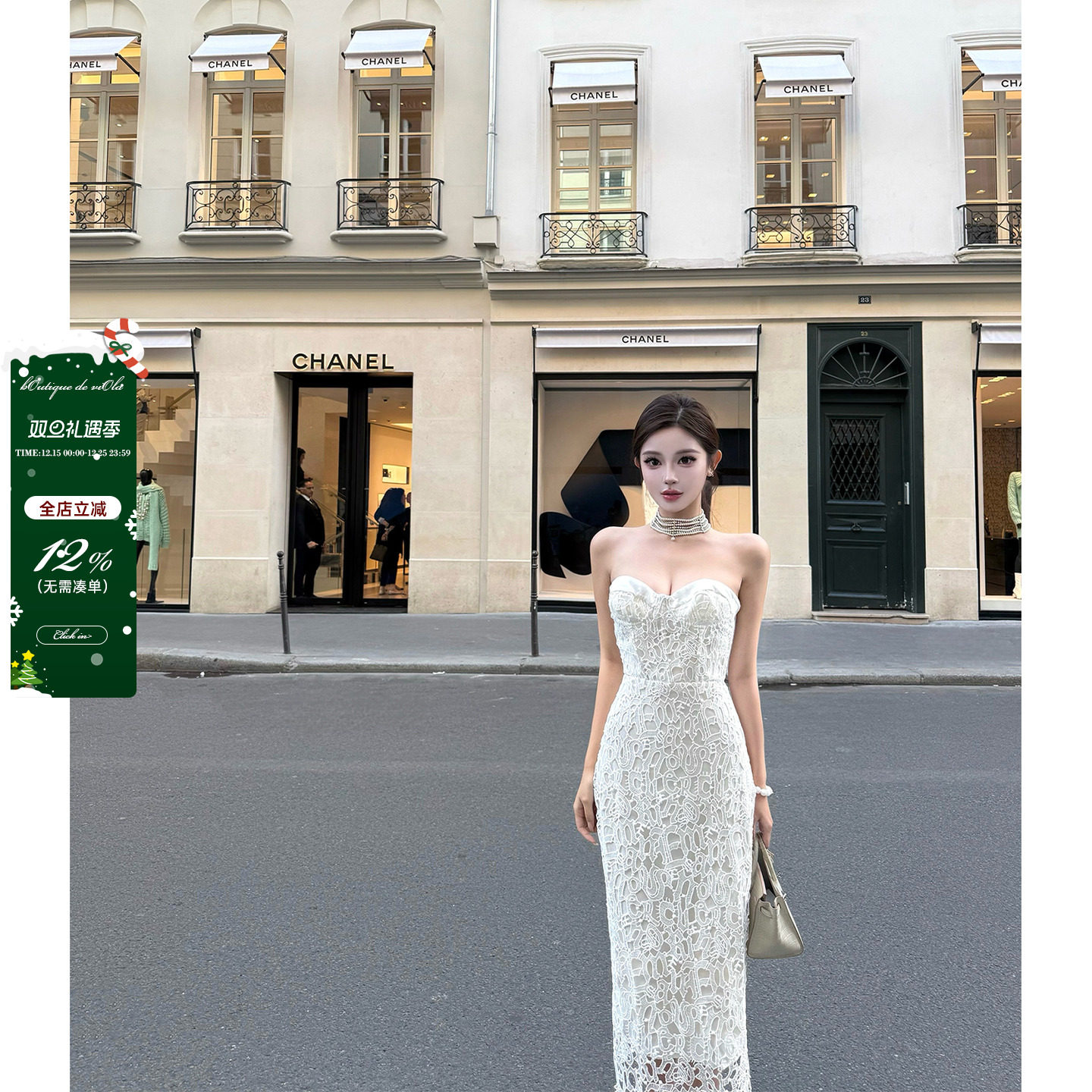 viola【秀场蕾丝】 es定制yb刺绣蕾丝私服开版抹胸连衣裙贵妇气质