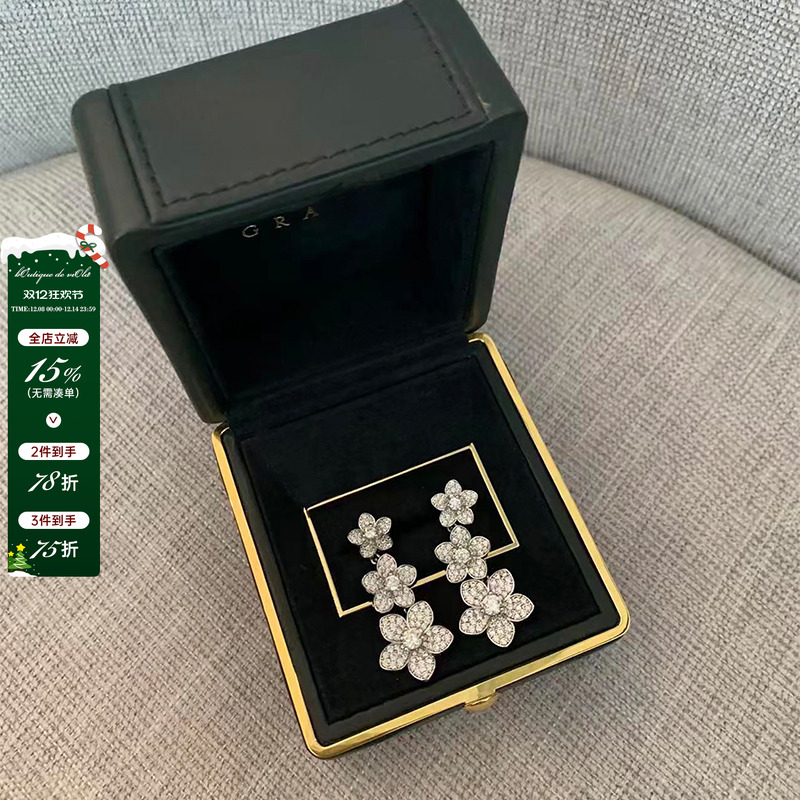 viola【野生繁花】gra*ff唐*嫣同款！yb开模定做满钻三花耳钉