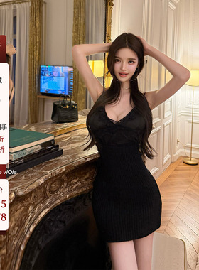 1.6 8PM【魅骨海妖】D*G2w+ 权威姐姐的定制蕾丝背心针织半裙套装