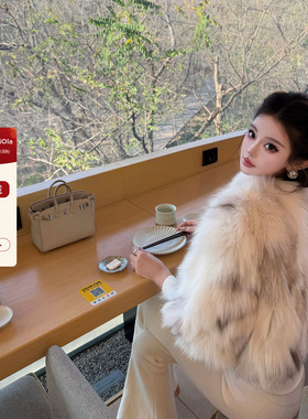 viola【斯拉夫美学】进口saga稀有大理石狐 中古贵妇高级皮草外套