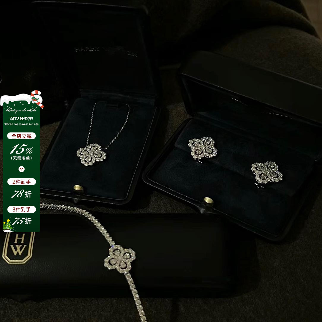 viola【Loop花园系列】闪爆！经典四叶草满钻项链耳钉