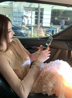 viola 【浪漫具象化】100马海毛成份党骨子里温柔蕾丝打底衫女