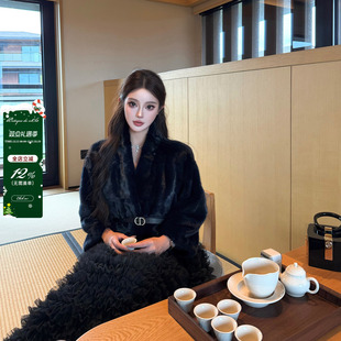 进口芬兰紫金天鹅绒水貂外套高级感 D家27w viola 千金孔雀