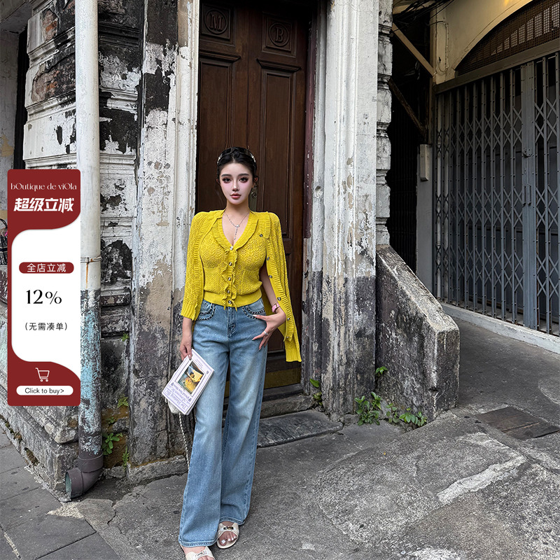 【现货】viola【开年神裤】 手工链条bling爆闪烫钻水洗牛仔裤