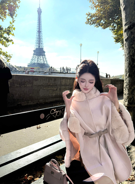 现货 viola【樱吹雪】 lp15w+经典版型新色定染2个月獭兔斗篷毛呢