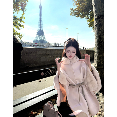 现货 viola【樱吹雪】 lp15w+经典版型新色定染2个月獭兔斗篷毛呢