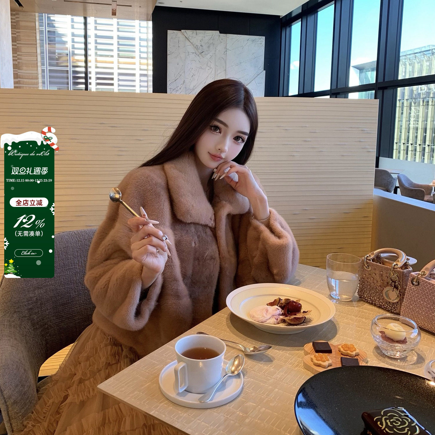 viola 【柔雾玫瑰】紫标级 D*or 3.0版本高端保暖水貂短款外套女