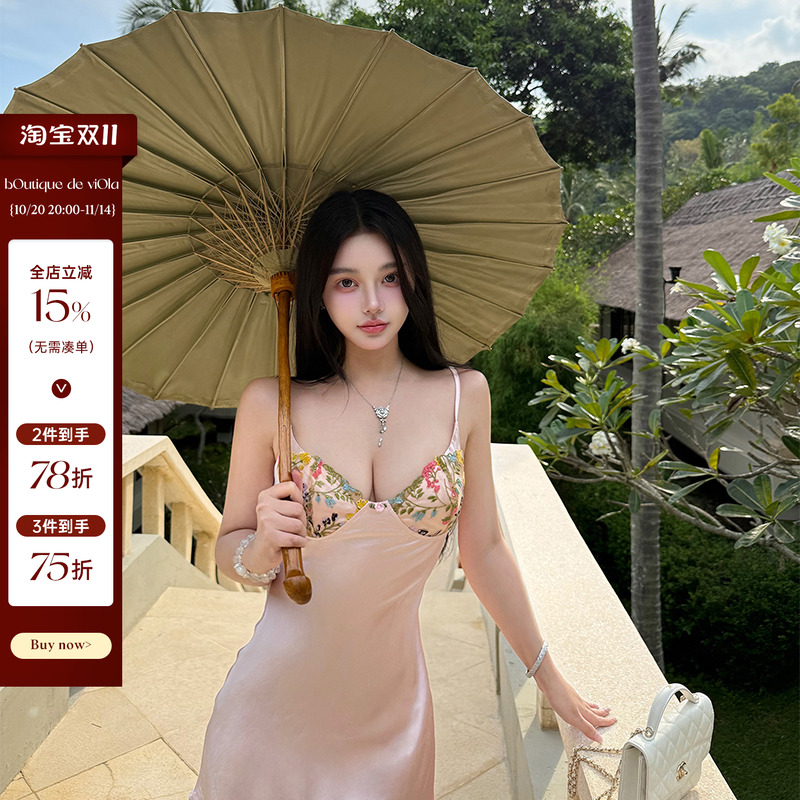 【现货】viola【明艳仙子】M*reT*Co复古小众立体刺绣蕾丝连衣裙