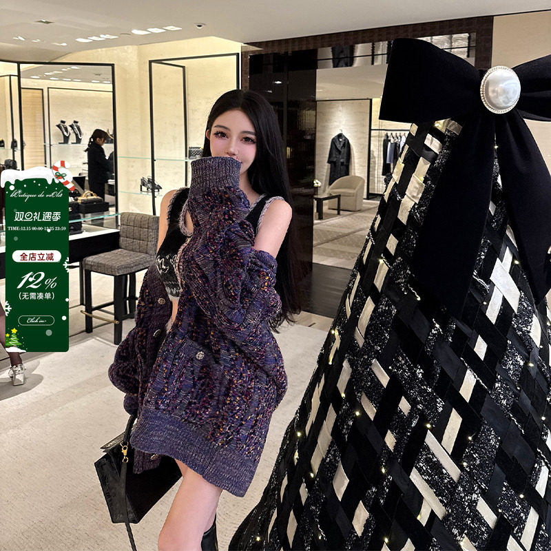 小香23新款慵懒风V领针织开衫