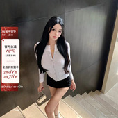 viola 外套女 精致高级感条纹拼接开衫 月落银线 2024春秋新款