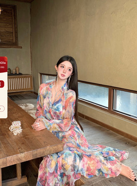 viola【流光人鱼姬】yb8k+ Zimm*手工花花 度假风荷叶边花卉长裙