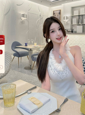 viola【奶油酥】细闪绵绵纱 中古狐狸毛手工钻两色背心纯欲百搭