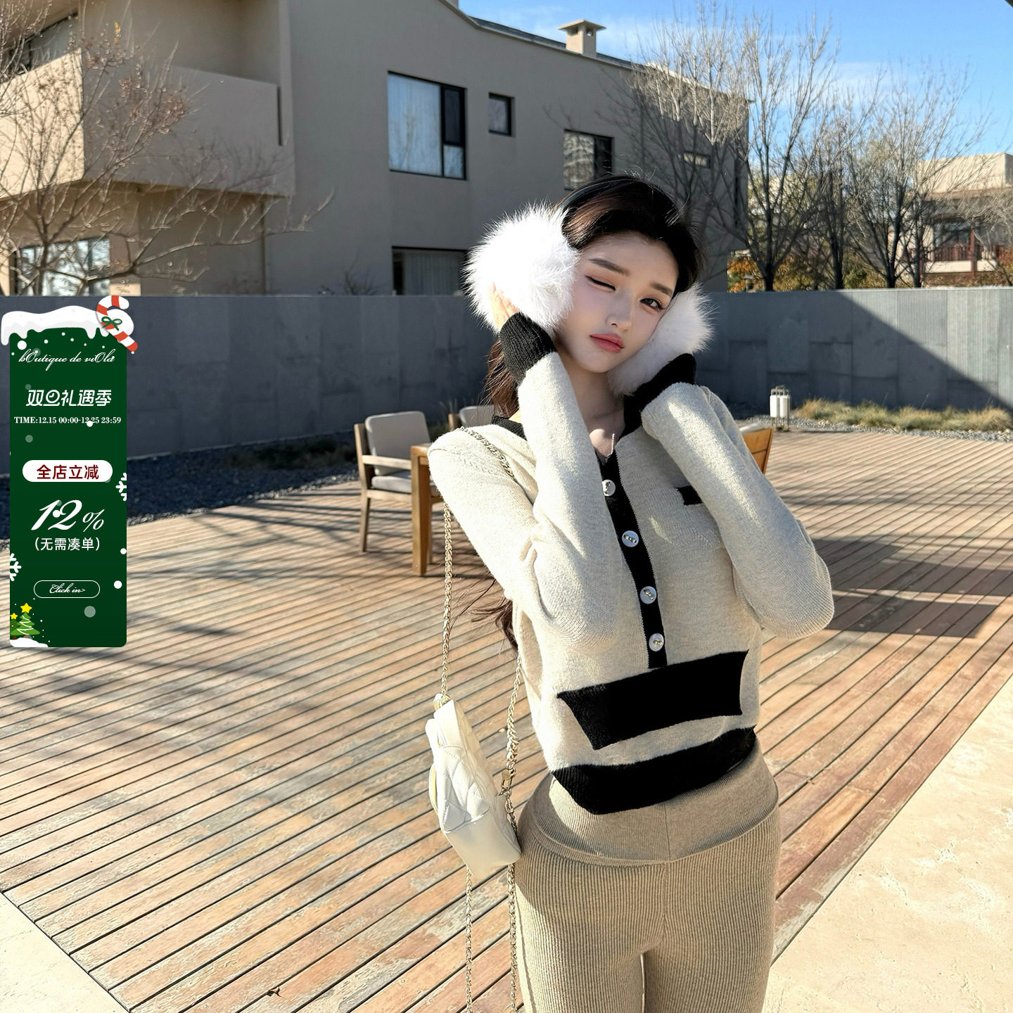 viola【智感新贵】 香权z龙&lulu同款yb开模纽扣针织毛衣