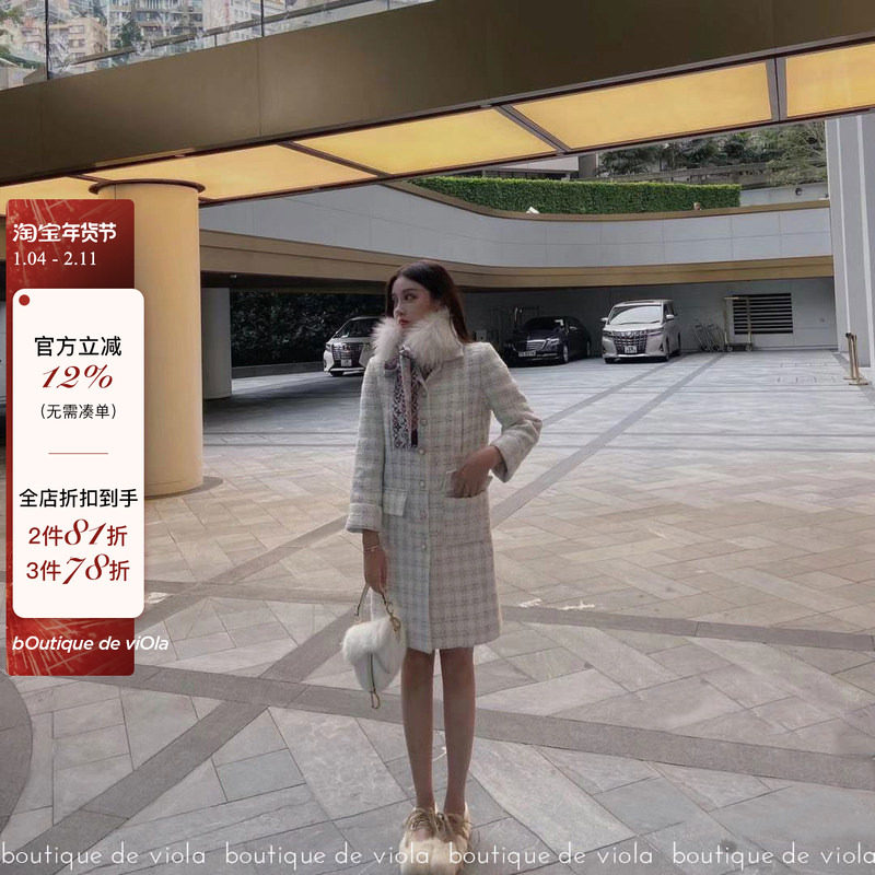 viola 冰雪奇缘格纹双面毛呢大衣女中长款外套女,女装/女士精品,毛呢外套,淘宝优惠券,粉丝福利购,淘宝优惠卷