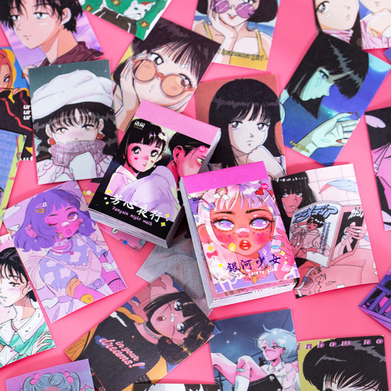午夜甜心贴纸本创意动漫可爱女孩原宿少女手帐diy装饰手机壳贴画