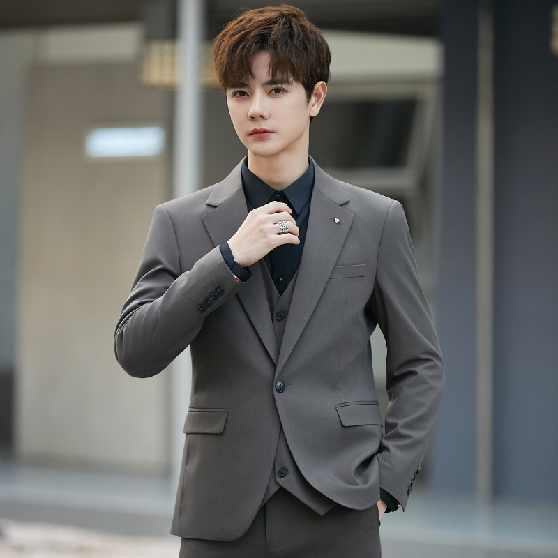 西服套装商务正装结婚伴郎礼服修身韩版新郎高级感休闲西装男外套