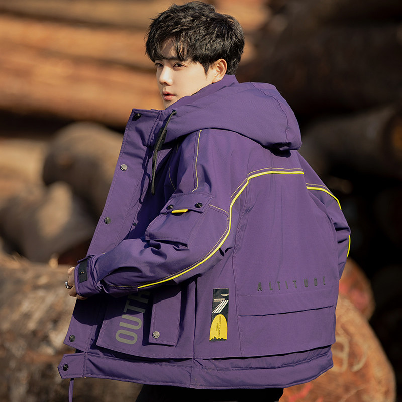 工装羽绒服男士冬季2025新款潮牌加厚三防冬装男生冲锋衣外套短款