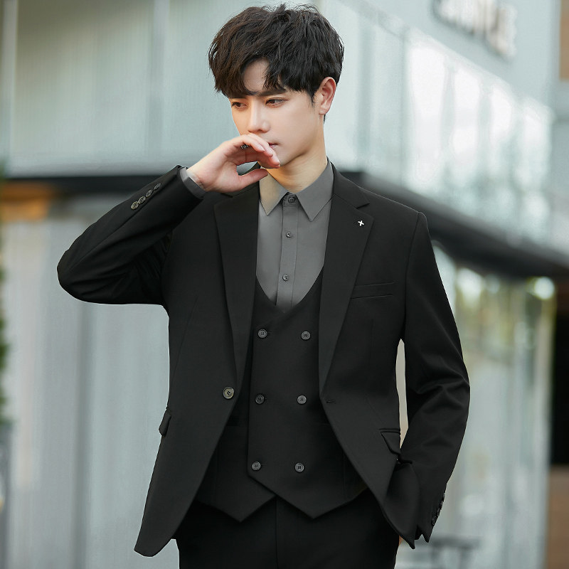 修身西服套装男士正装新郎结婚伴郎礼服高级感痞帅休闲西装男外套