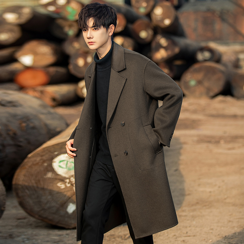 中长款大衣男士秋冬季羊毛呢外套