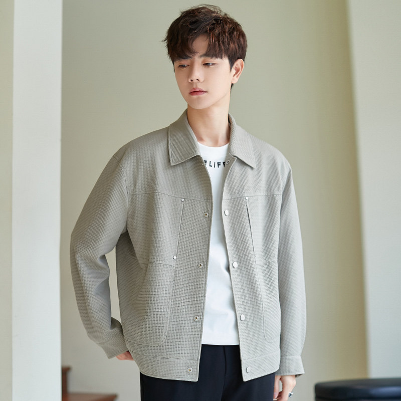 佐向斯春季新款高级感设计夹克外套男士翻领休闲痞帅工装宽松上衣