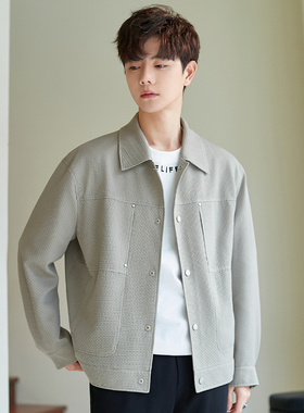 佐向斯春季新款高级感设计夹克外套男士翻领休闲痞帅工装宽松上衣