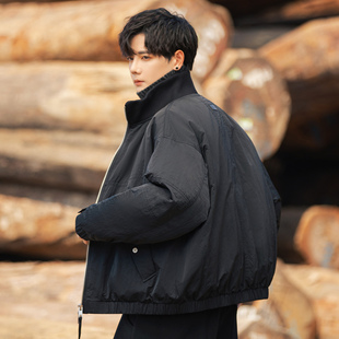 无帽立领羽绒服男款轻薄休闲高级感外套新款短款加厚冬季时尚夹克