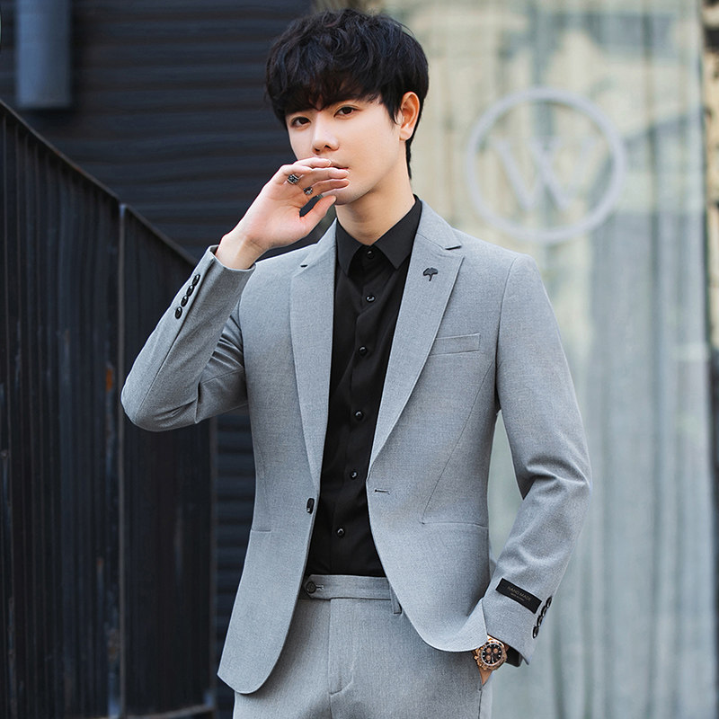 男士西服套装韩版修身商务休闲小西装上衣单件潮流帅气结婚外套薄