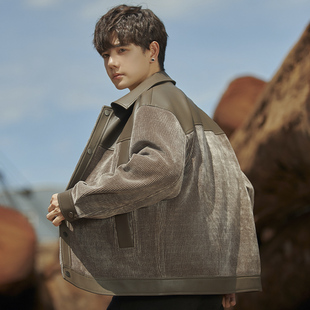 高级感男士皮衣春秋季2024新款翻领痞帅潮流休闲夹克外套男装短款