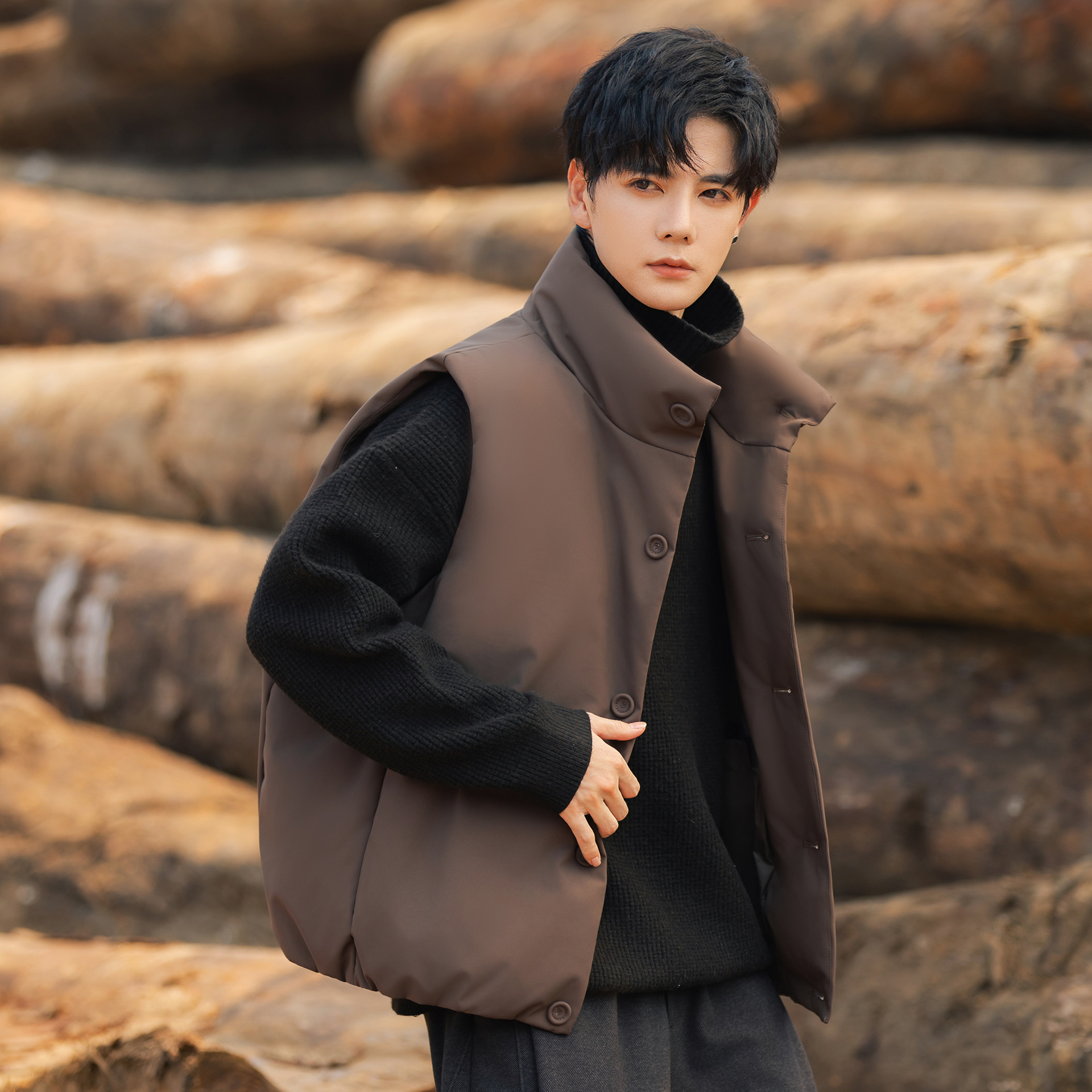 短款羽绒马甲男士外套无袖保暖