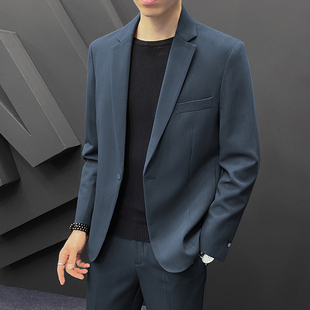 秋季新款高级感西装男套装宽松韩版潮痞帅商务正装休闲小西服外套