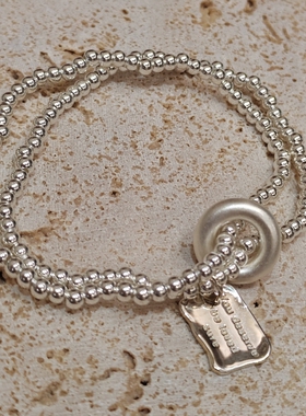 S925纯银双层米珠手链轻奢小众高级甜甜圈串珠手串足银闺蜜礼物潮