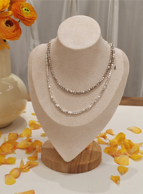 S925纯银镀金碎金项链轻奢独特不规则方糖碎银几两设计感锁骨链潮