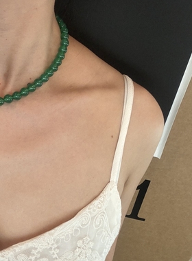 新中式冷淡风串珠项链绿色玉髓