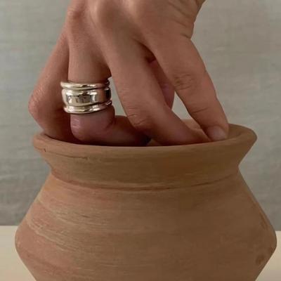 韩国博主Fever同款S925纯银coldframe宽版花瓶戒指简约高级食指戒