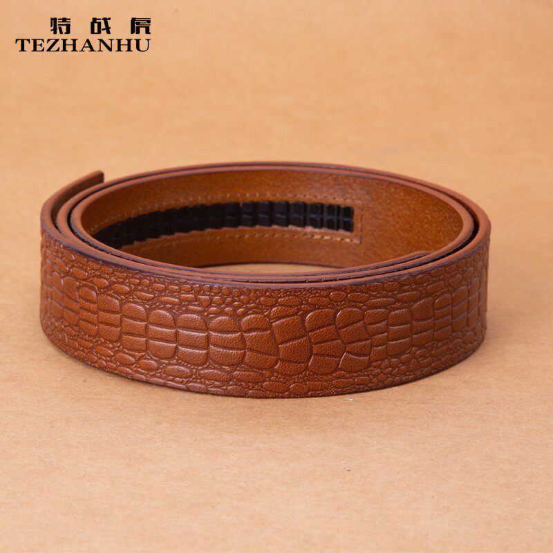 爆款牛皮皮带裤腰带男士鳄鱼纹自动扣带身无扣头简约商务休闲现货 - 精品头层牛皮鞋垫出品