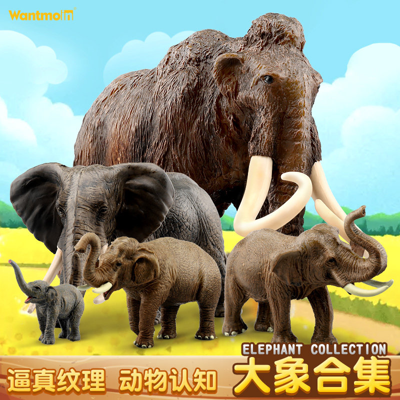 玩模乐非洲草原野生动物大象猛犸象玩具仿真动物模型科教儿童玩具