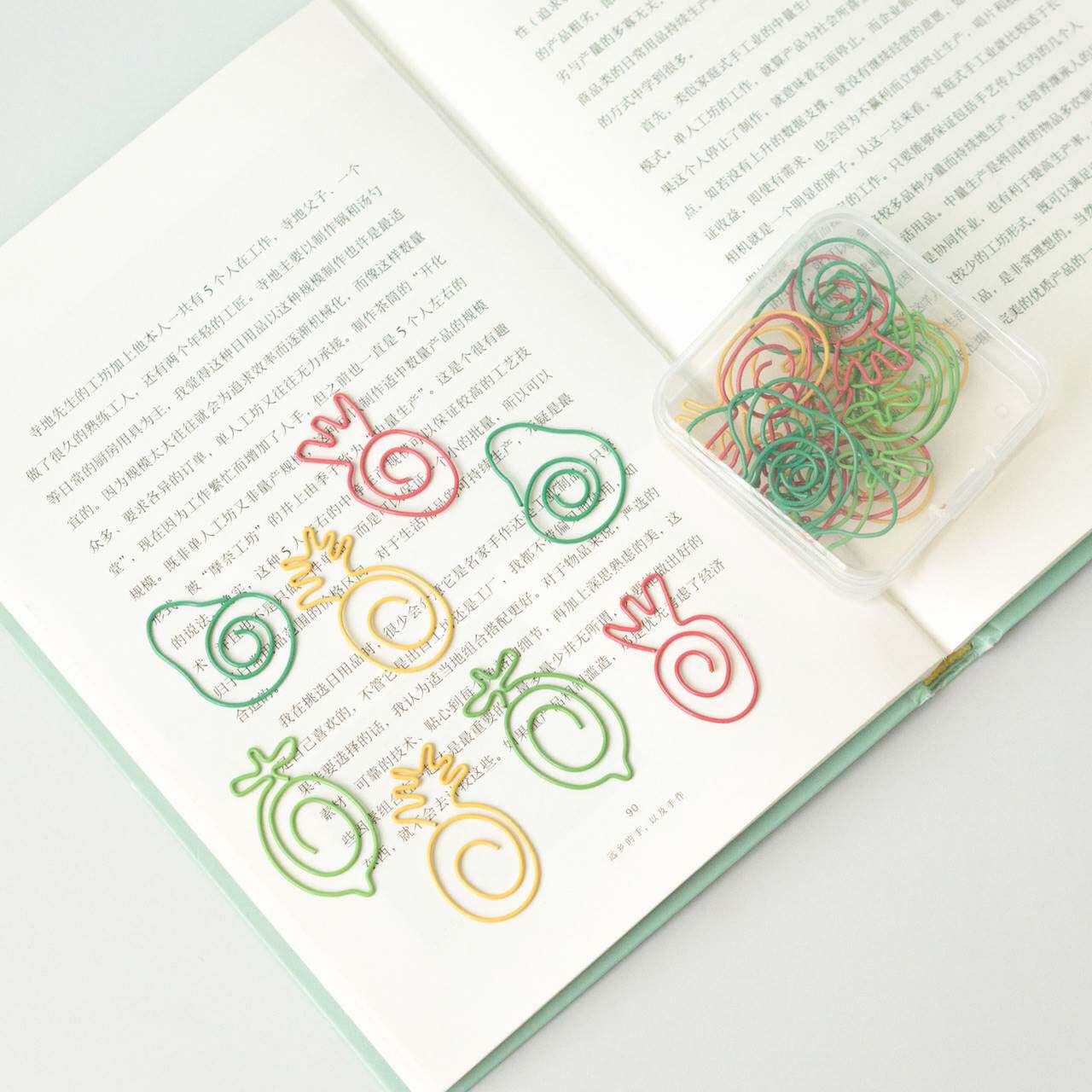 과일 파티 클립 플라스틱 코팅 스레드 특수 모양의 장미 박스 클립 기하학적 모양 다기능 한국어 북마크