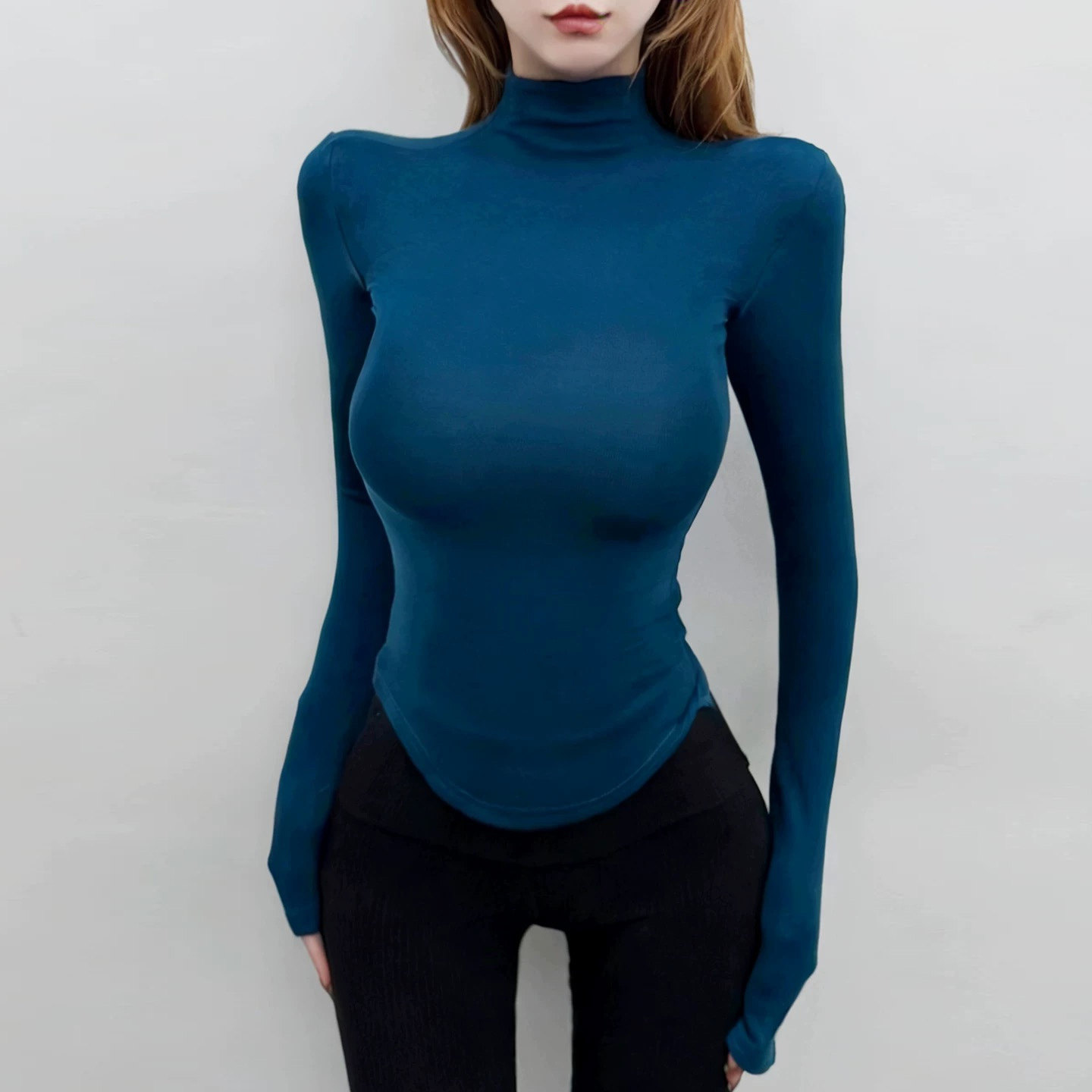 纯欲辣妹半高领内搭上衣打底衫性感显身材基础紧身长袖T恤女秋冬,女装/女士精品,T恤,淘宝优惠券,粉丝福利购,淘宝优惠卷