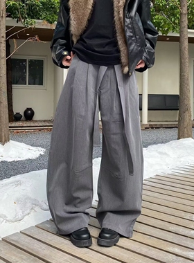 2024新款宽松休闲裤男韩版潮流百搭裤子夏季薄款坠感阔腿拖地长裤