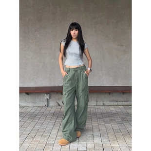 MADWITCH美式复古做旧工装休闲裤男女宽松解构廓形baggy弯刀裤子