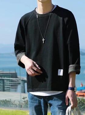 男潮牌夏季宽松七分袖2027年新款网红潮流ins简约印花上衣2026年