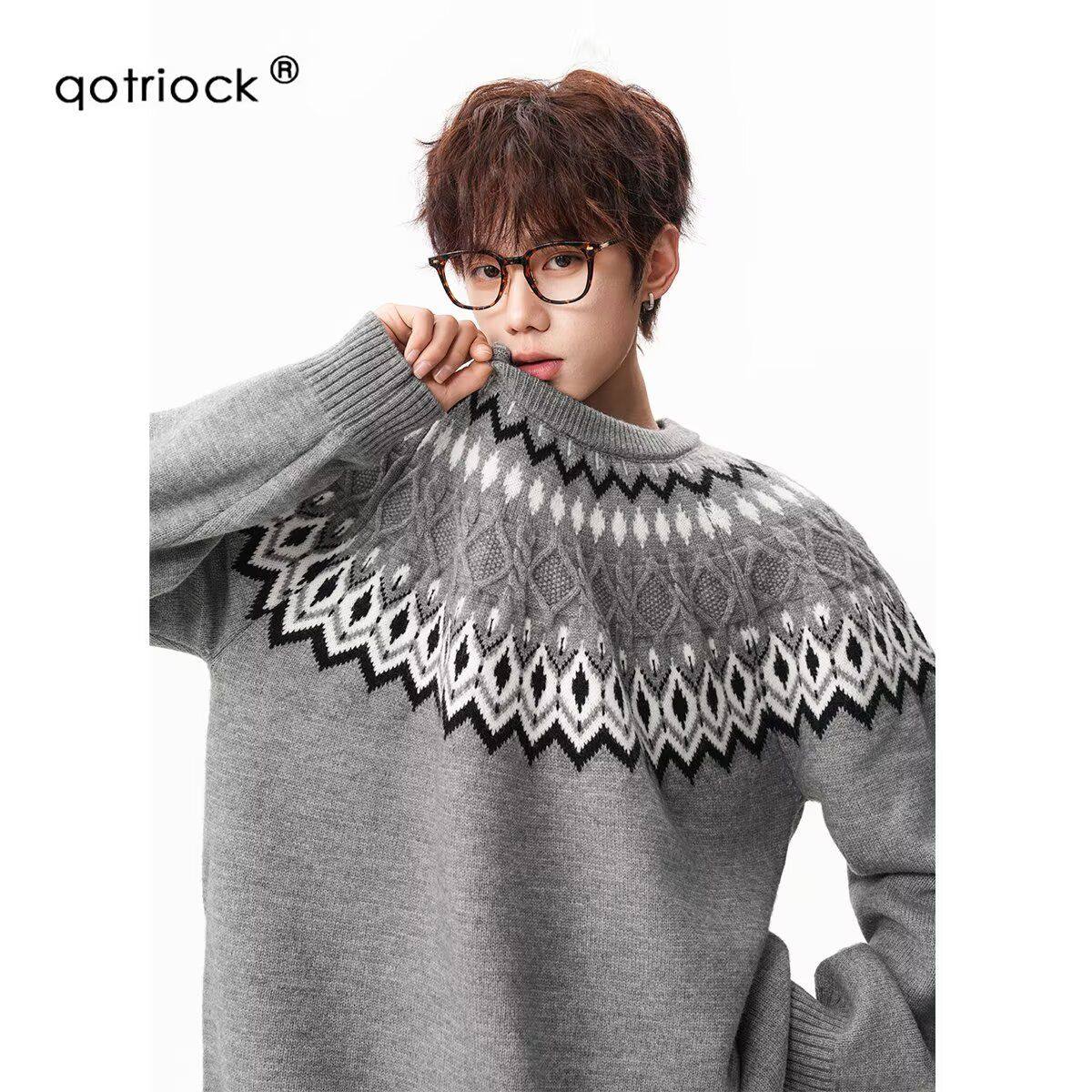 圆领毛衣针织衫男潮牌帅气秋冬季打底衫2024新款男士气质修身上衣,男装,针织衫/毛衣,淘宝优惠券,粉丝福利购,淘宝优惠卷