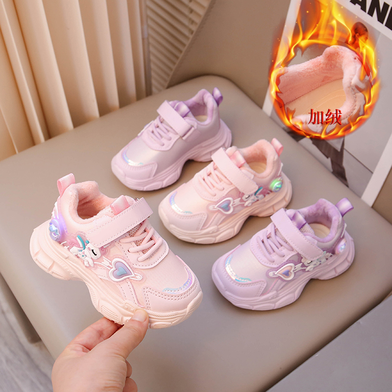 女童亮灯运动鞋软底老爹鞋