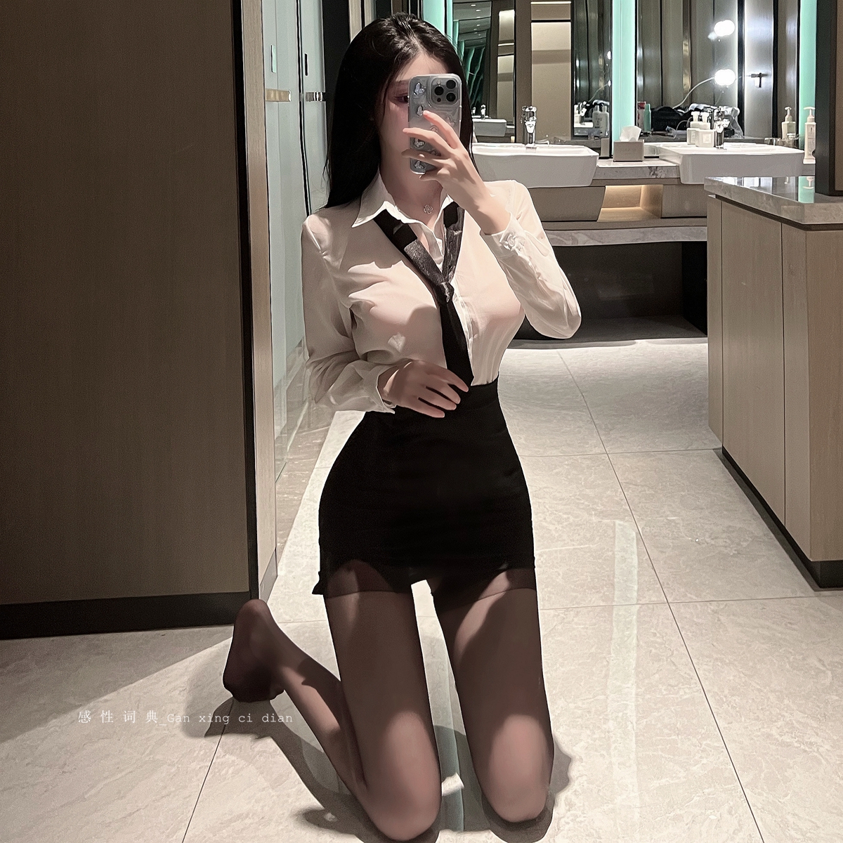 纯欲衬衫套装薄款ol职业白色衬衫