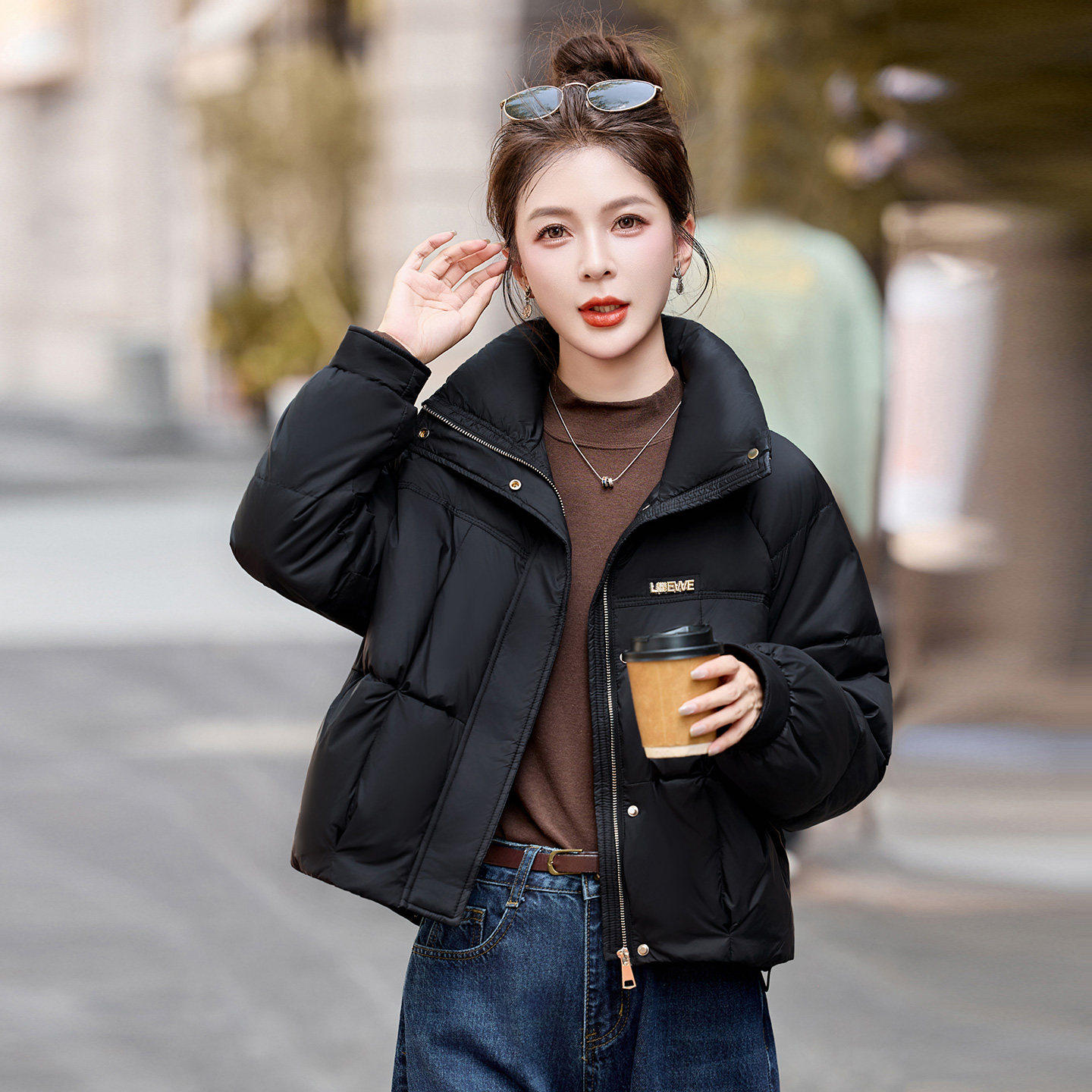 九江平湖小款羽绒服女冬季2025新款高级感宽松小个子立领加厚外套