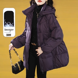 中长款羽绒服女冬2026年新款宽松韩版时尚洋气减龄面包服连帽外套