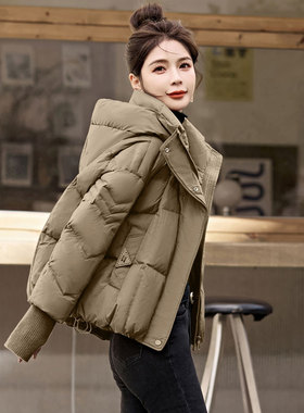 高级感超好看短款羽绒服女冬季2025年新款时尚欧货连帽连帽厚外套