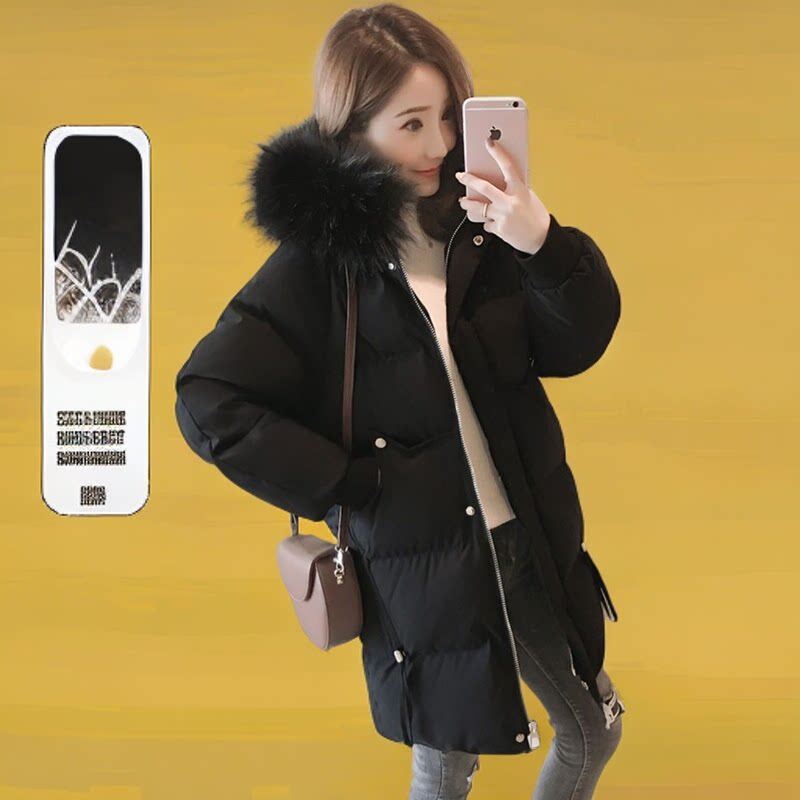 羽绒服女中长款小个子连帽大袄潮