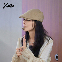 XOTIC官方 复古卷字前进帽秋冬赵昭仪同款小众英伦百搭男女贝雷帽