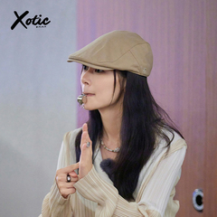XOTIC官方 复古卷字前进帽秋冬赵昭仪同款小众英伦百搭男女贝雷帽